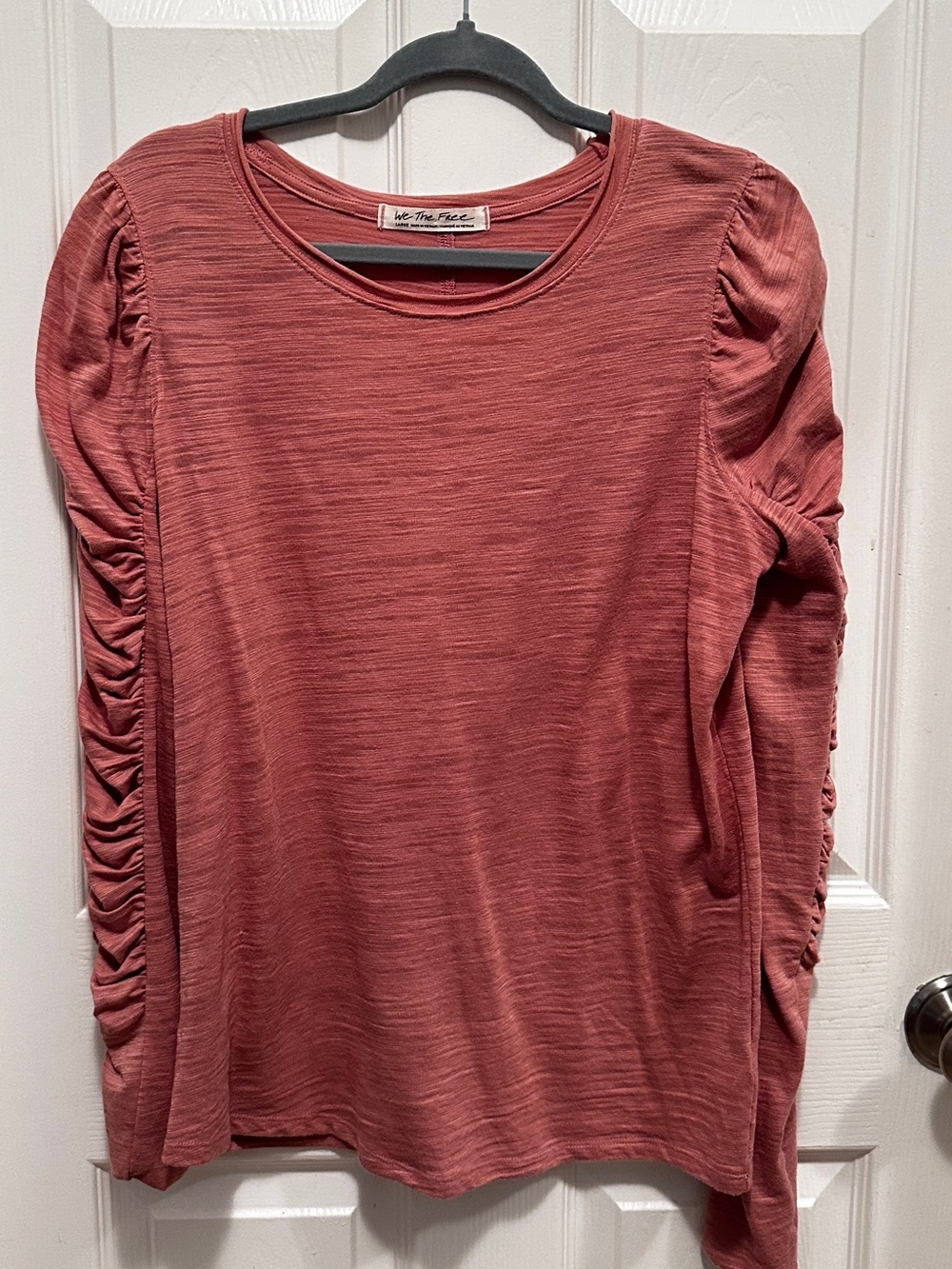 We The Free Rose Ruched-Sleeve Women's Top. The color is brighter then the pic